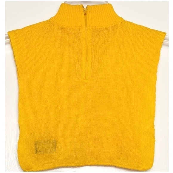 VINTAGE 1970s Mustard Yellow Knit Mockneck Sleeveless Cropped Dickey Sweater - Picture 2 of 3